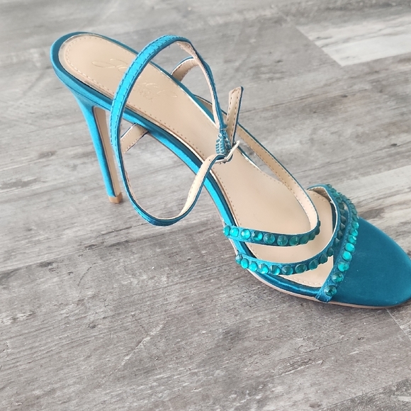 Jewel Badgley Mischka Turquoise Strappy Heels - Picture 3 of 8